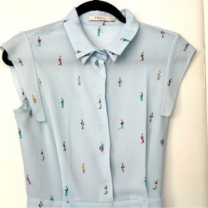 FRNCH Medium mini dress in crepe, light blue with adorable detailing